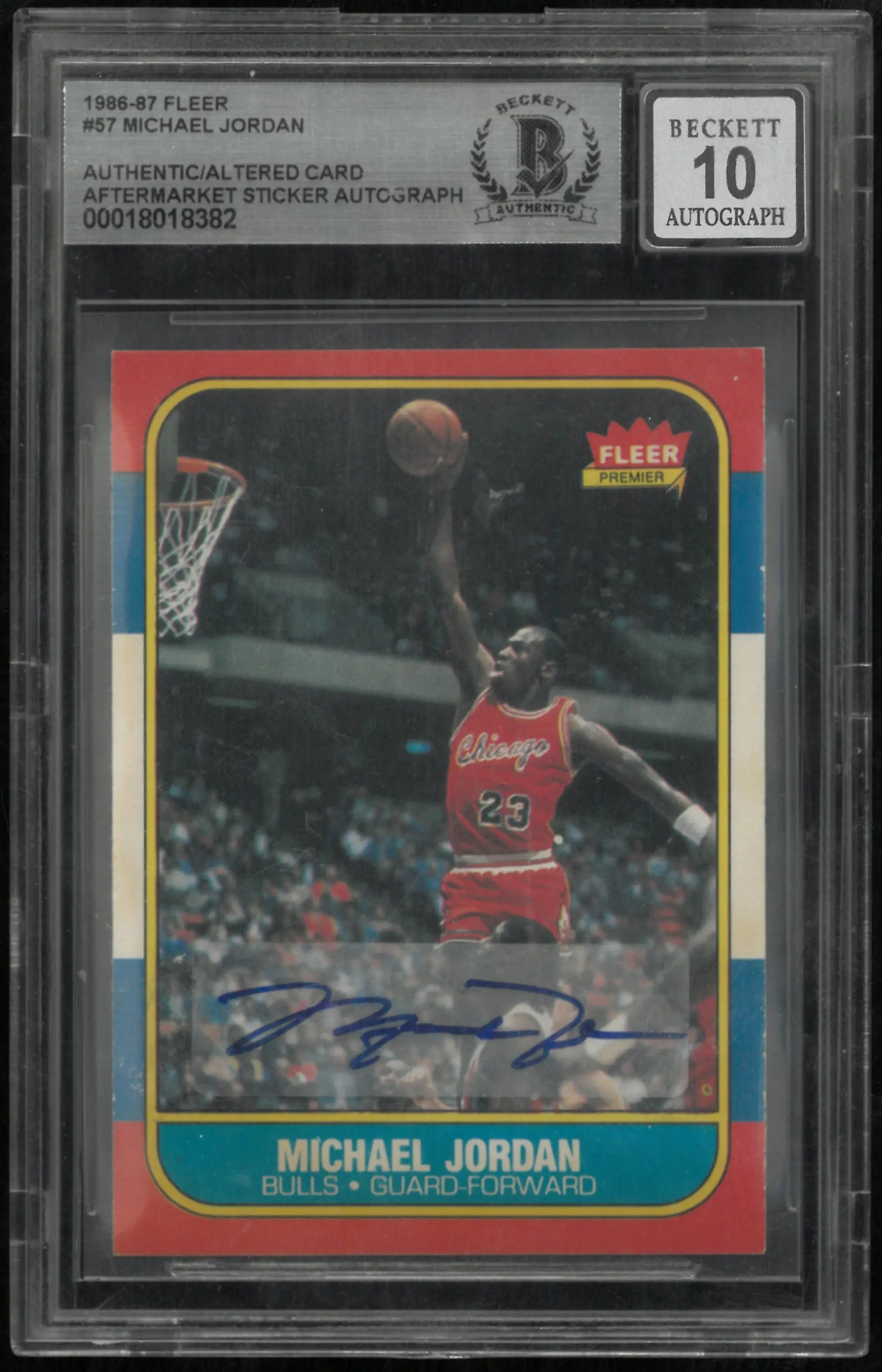 Michael Jordan 1986-87 Fleer Rookie BGS 10 Sticker Auto RC Beckett Authentic 