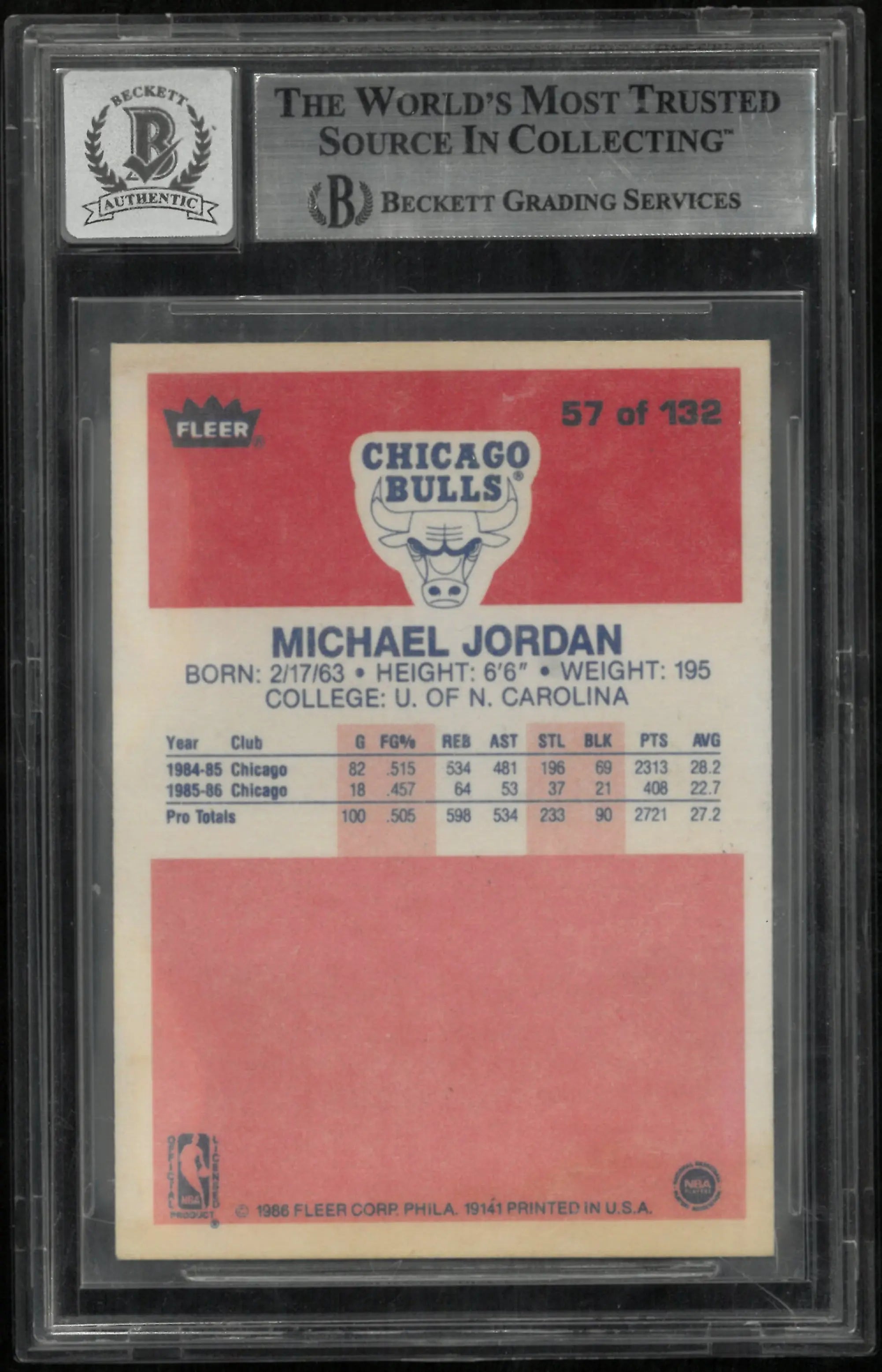 Michael Jordan 1986-87 Fleer Rookie BGS 10 Sticker Auto RC Beckett Authentic 