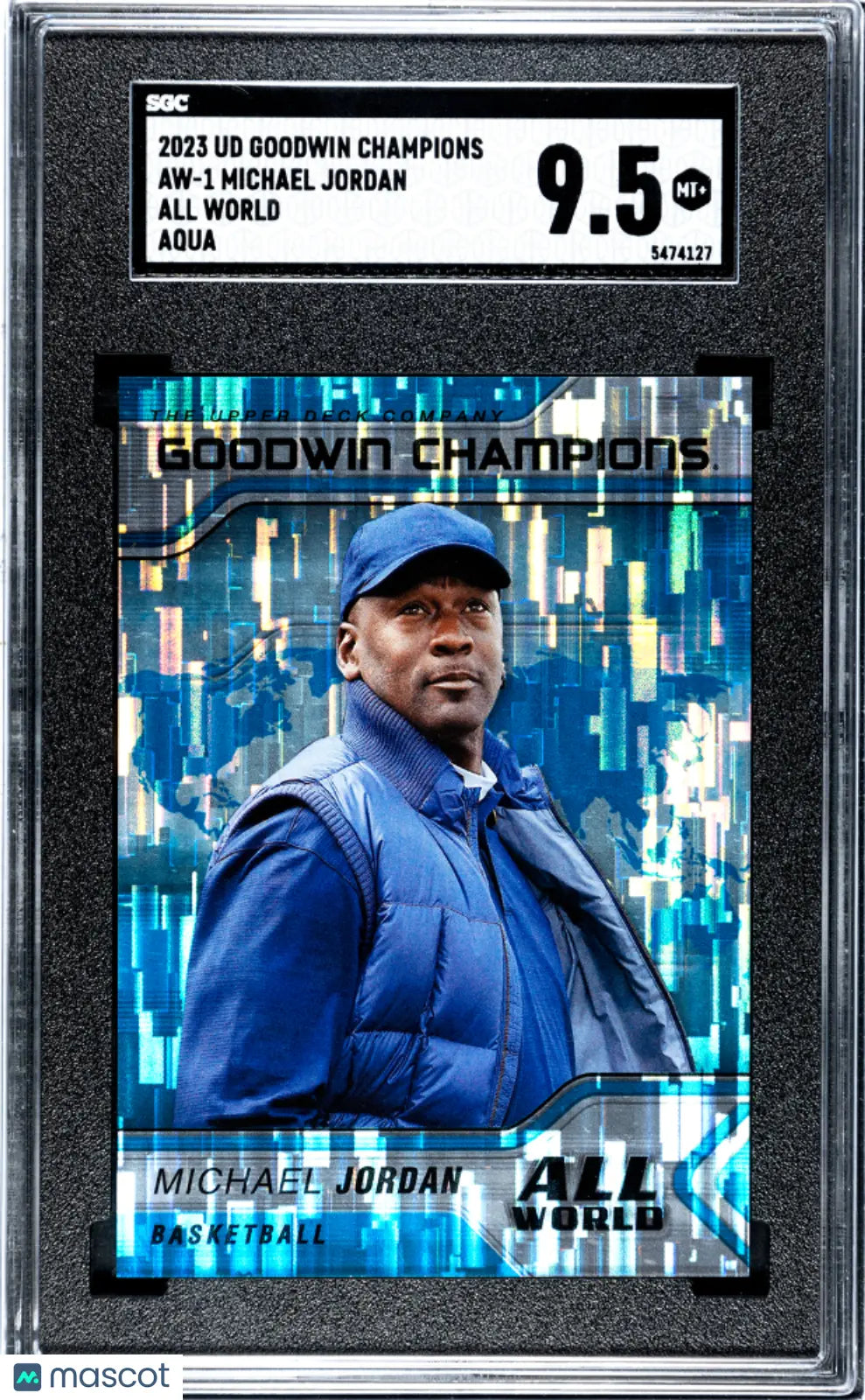 Michael Jordan 2023 Upper Deck Goodwin Champions ALL WORLD Aqua SGC 9.5 UD 