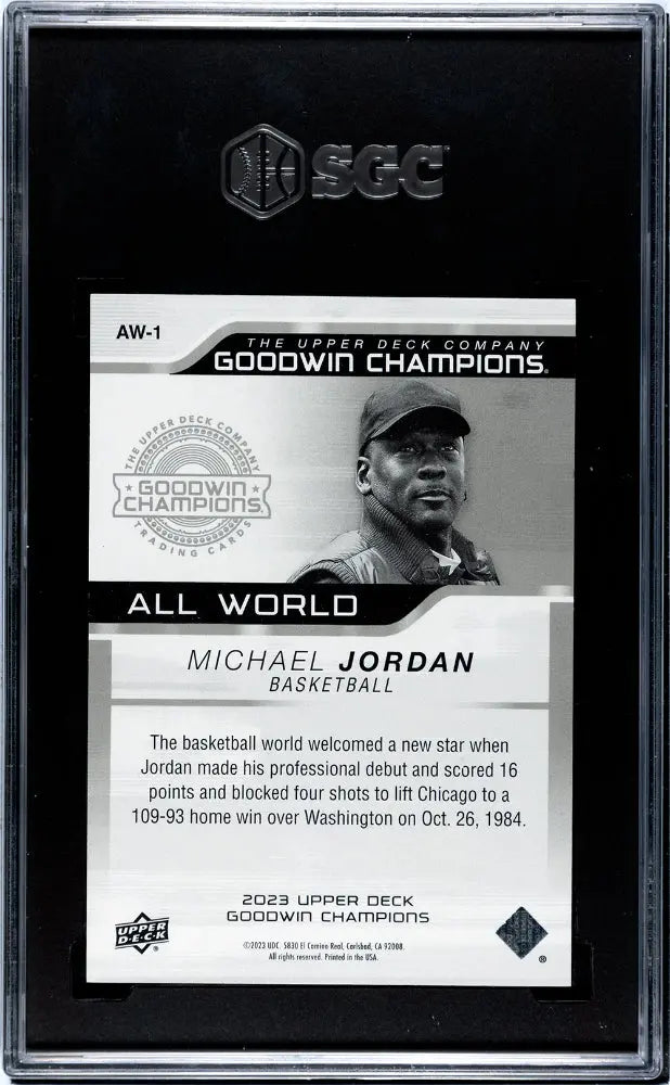 Michael Jordan 2023 Upper Deck Goodwin Champions ALL WORLD Aqua SGC 9.5 UD 