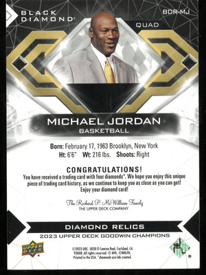 Michael Jordan /99 Black Diamond Relic Quad 2023 Goodwin Champions 
