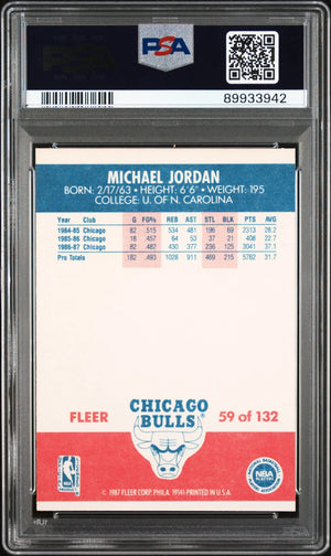 Michael Jordan PSA 8 1987-88 87-88 Fleer 2ND YEAR Chicago Bulls 