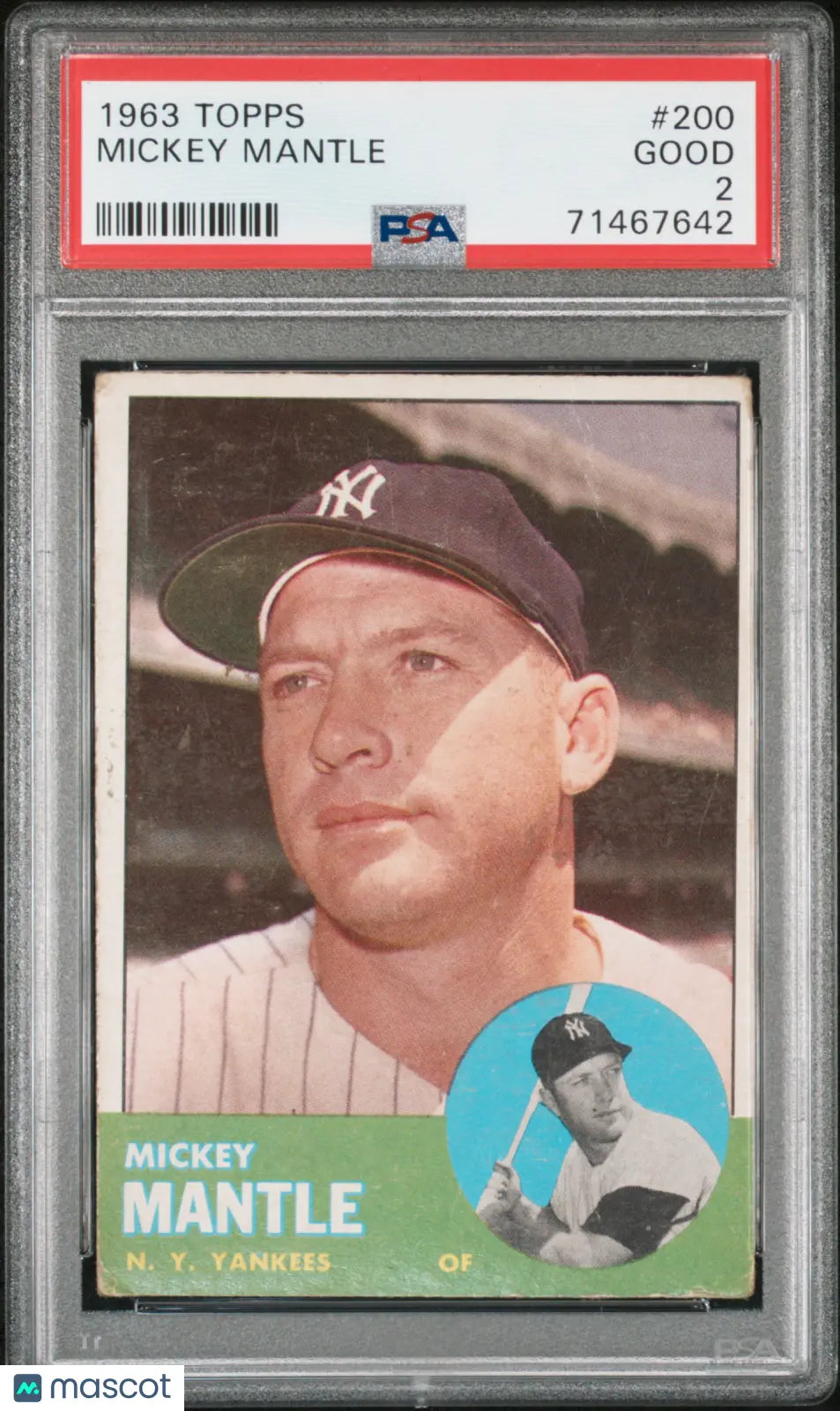 Mickey Mantle 1963 Topps PSA 2 #200 New York Yankees 