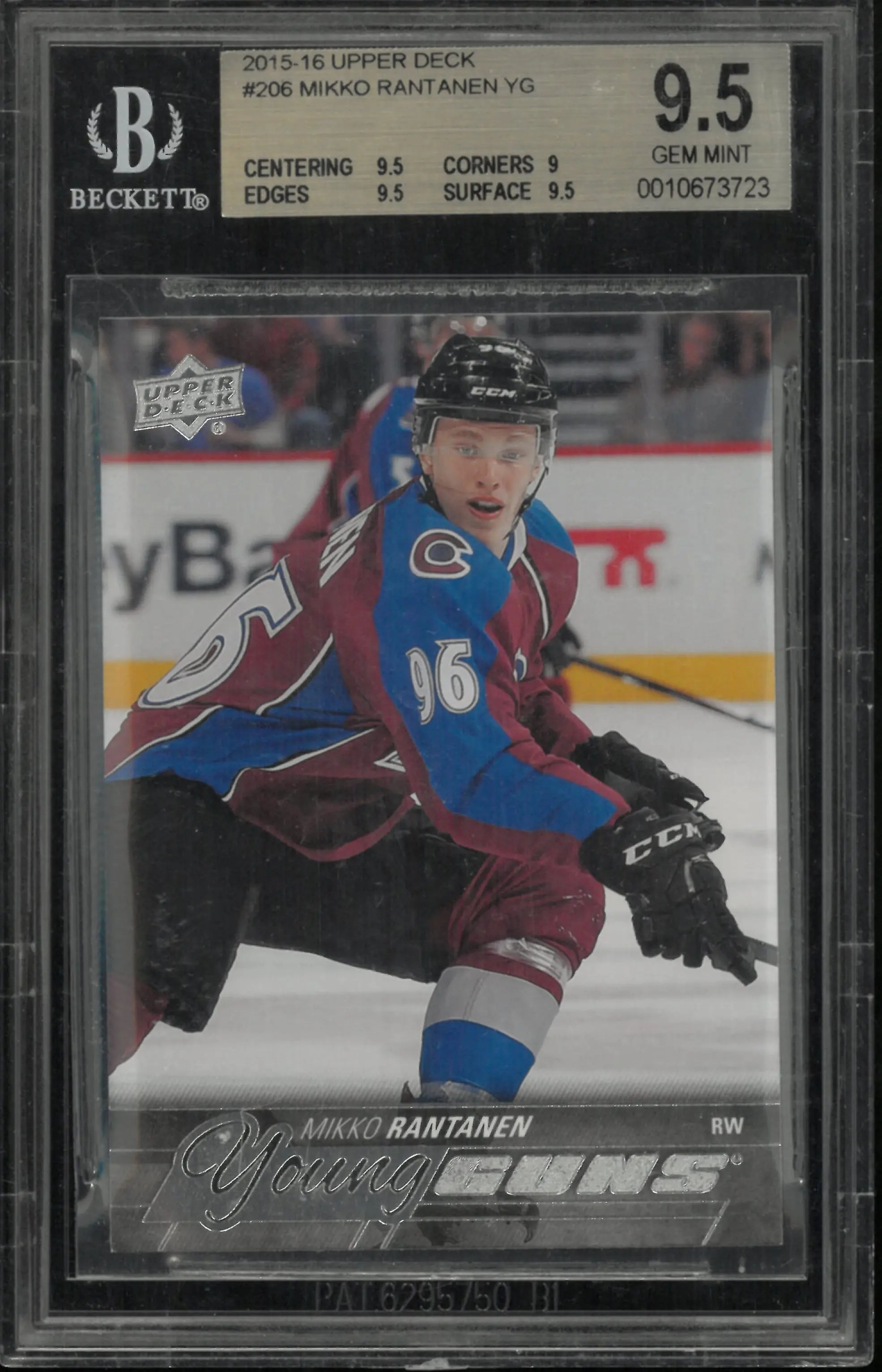 Mikko Rantanen BGS 9.5 Young Guns RC Rookie 2015-16 15-16 UD Upper Deck 