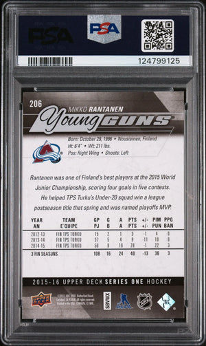 Mikko Rantanen PSA 9 Young Guns RC Rookie 2015-16 15-16 UD Upper Deck STARS 