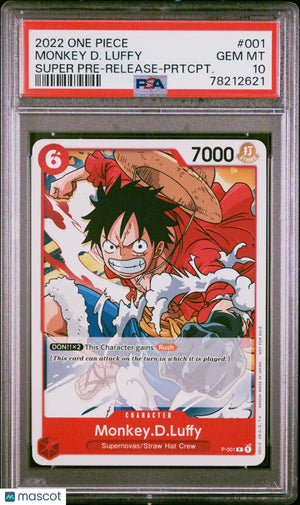 Monkey D. Luffy Super Pre-Release-Prtcpt. PSA 10 #001 2022 One Piece Promos 