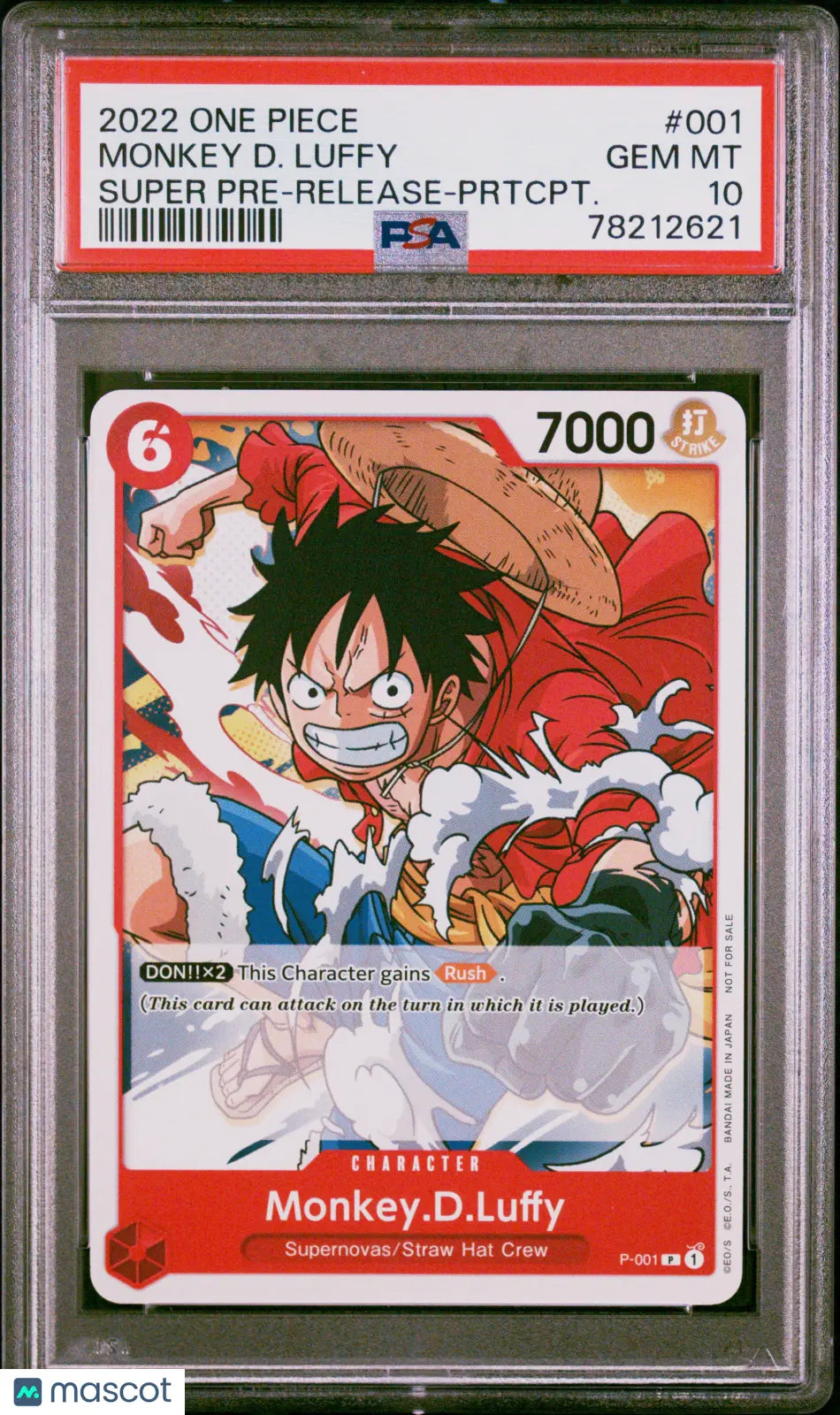 Monkey D. Luffy Super Pre-Release-Prtcpt. PSA 10 #001 2022 One Piece Promos 
