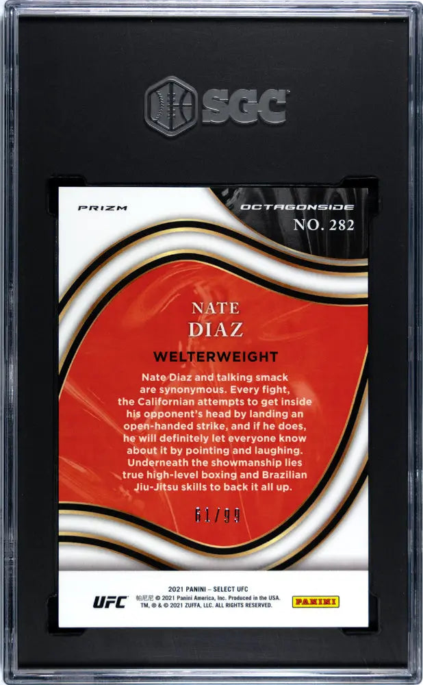 Nate Diaz /25 Tie Dye Prizm 2021 Select SGC 10 GEM MINT UFC MMA Stockton 19/25 