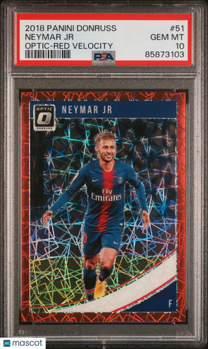 Neymar JR #51 /50 Optic Red Velocity PSA 10 2018-19 Panini Donruss 