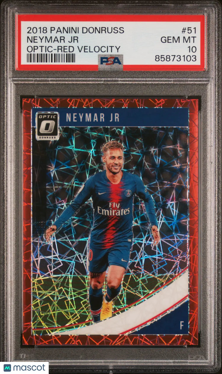 Neymar JR #51 /50 Optic Red Velocity PSA 10 2018-19 Panini Donruss 