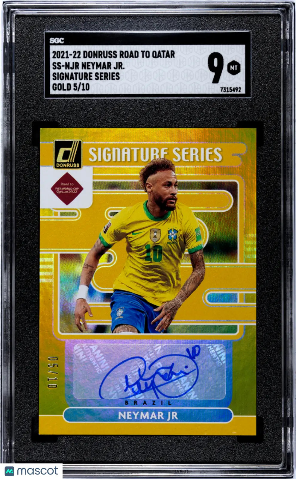 Neymar Jr Auto Gold /10 SGC 9 2021-22 Donruss Road to Qatar Signature Series 