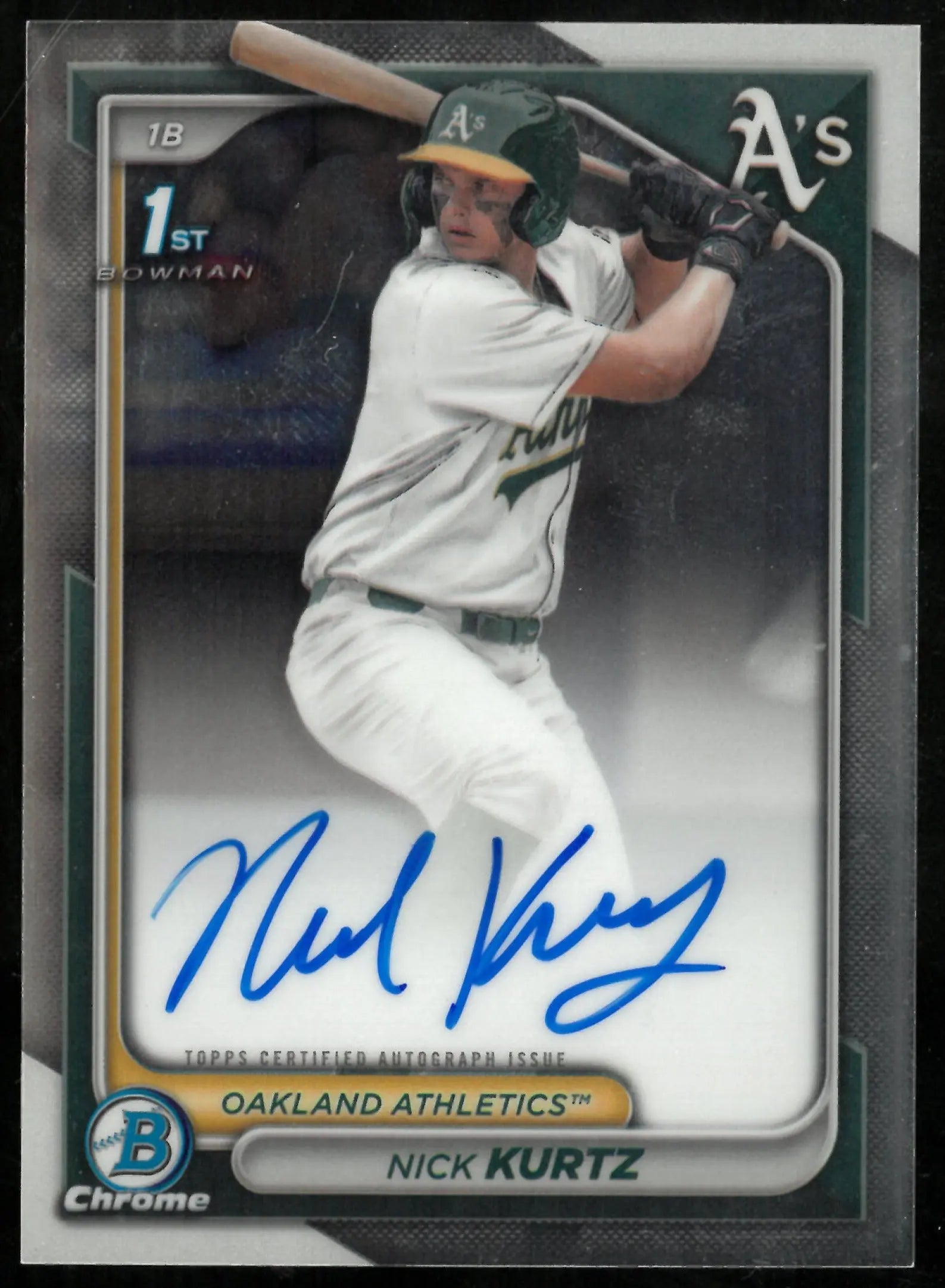 Nick Kurtz Chrome 1st Auto Bowman Topps 2024 Athletics RC Rookie 