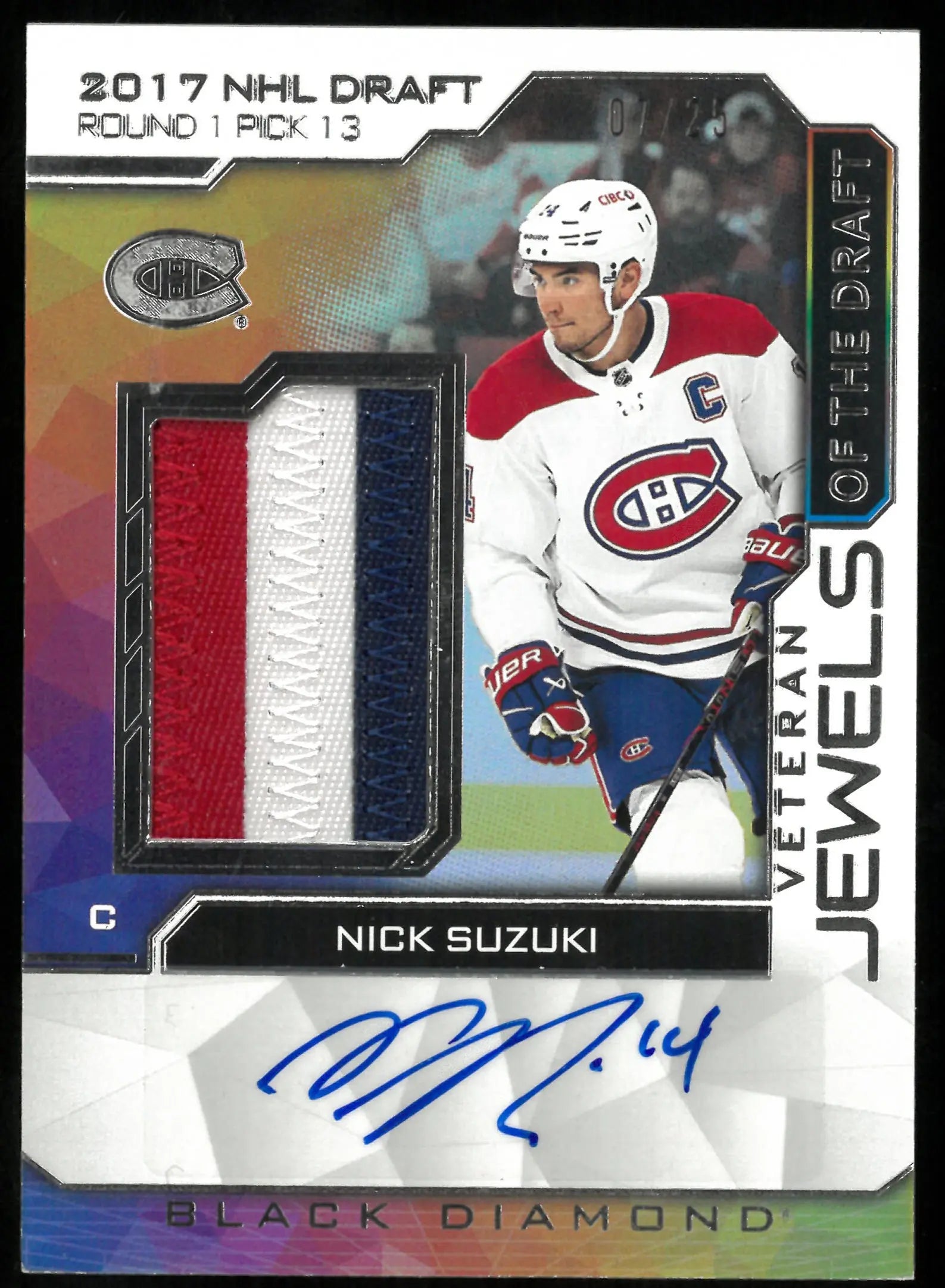 Nick Suzuki /25 2023-24 Black Diamond Patch Auto Draft Jewels 