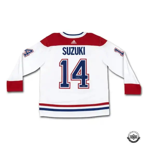 Nick Suzuki Autographed White Adidas Montreal Canadiens Jersey 