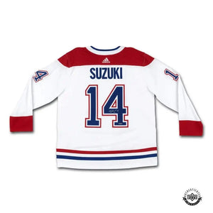 Nick Suzuki Autographed White Adidas Montreal Canadiens Jersey 