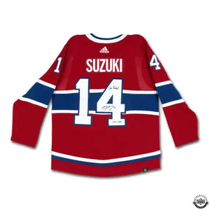 Nick Suzuki Autographed & Inscribed "Go Habs" Red Adidas Montreal Canadiens Jersey 