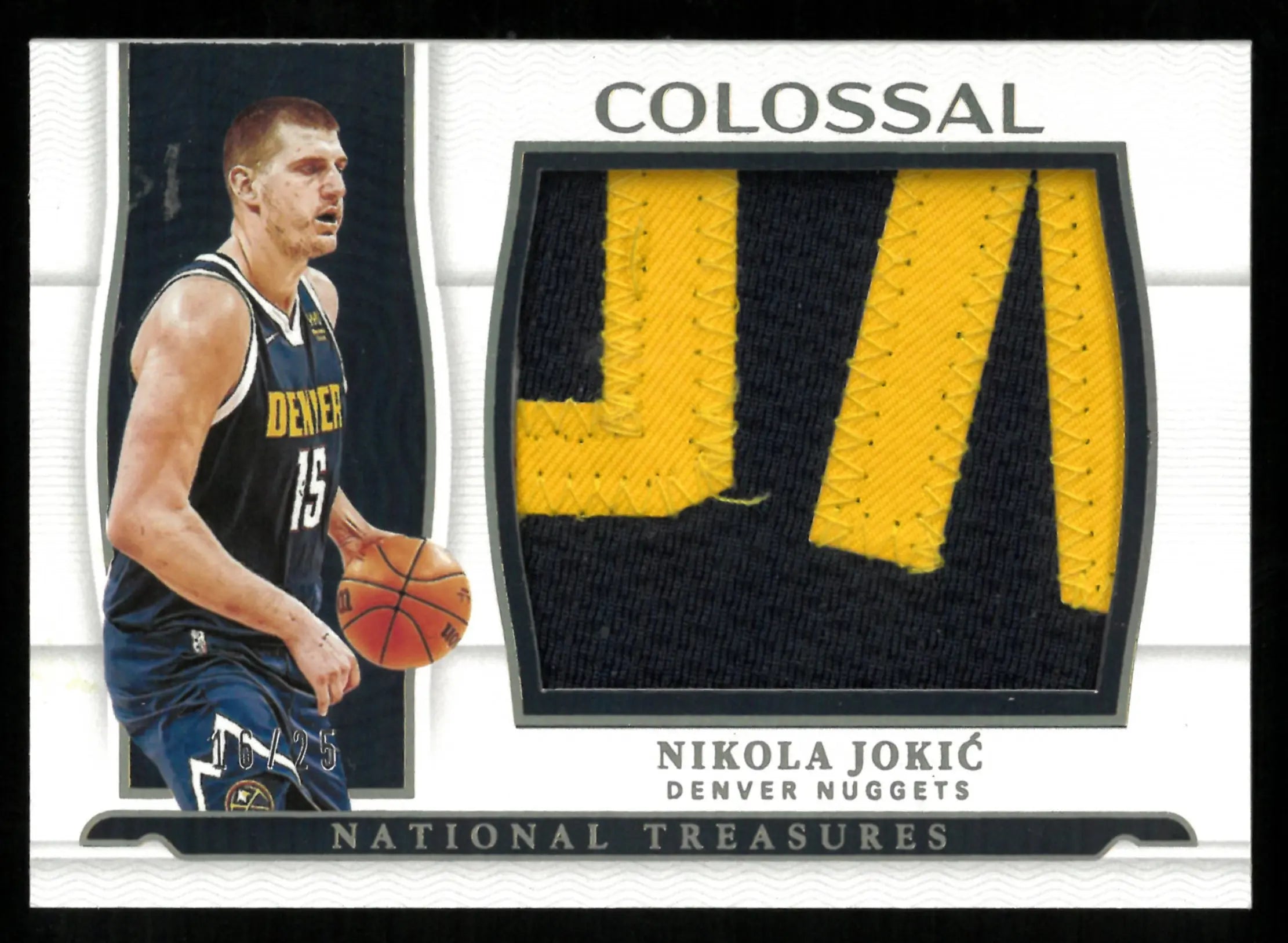 Nikola Jokic /25 National Treasures LETTER PATCH COLOSSAL 2021-22 