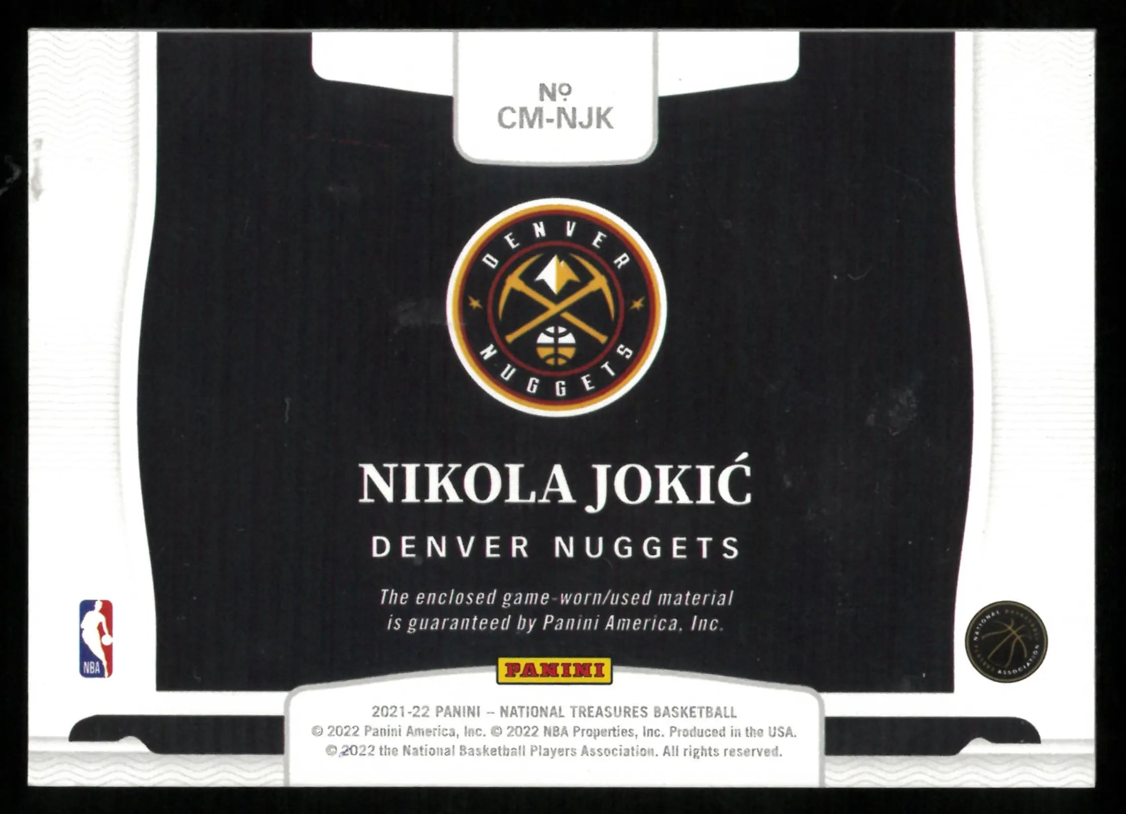 Nikola Jokic /25 National Treasures LETTER PATCH COLOSSAL 2021-22 