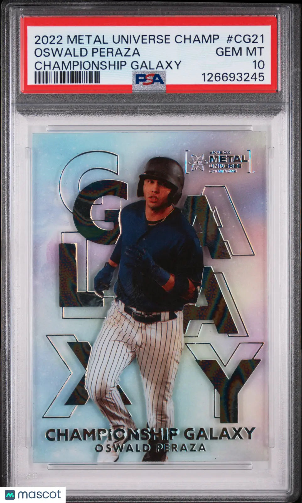 Oswald Peraza PSA 10 RC Rookie Championship Galaxy 2022 Metal Universe 
