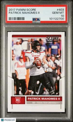 Patrick Mahomes II RC Rookie PSA 10 2017 Panini Score Texas Tech Draft 