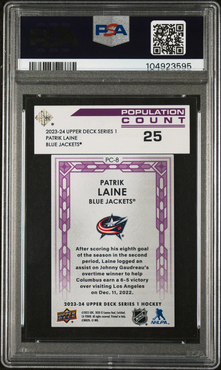 Patrik Laine Population Count 25 2023-23 Upper Deck UD PSA 9 Acetate 