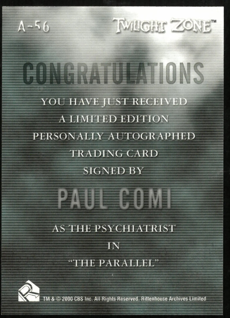 Paul Comi as The Psychiatrist Twilight Zone Auto Autograph #A-156 