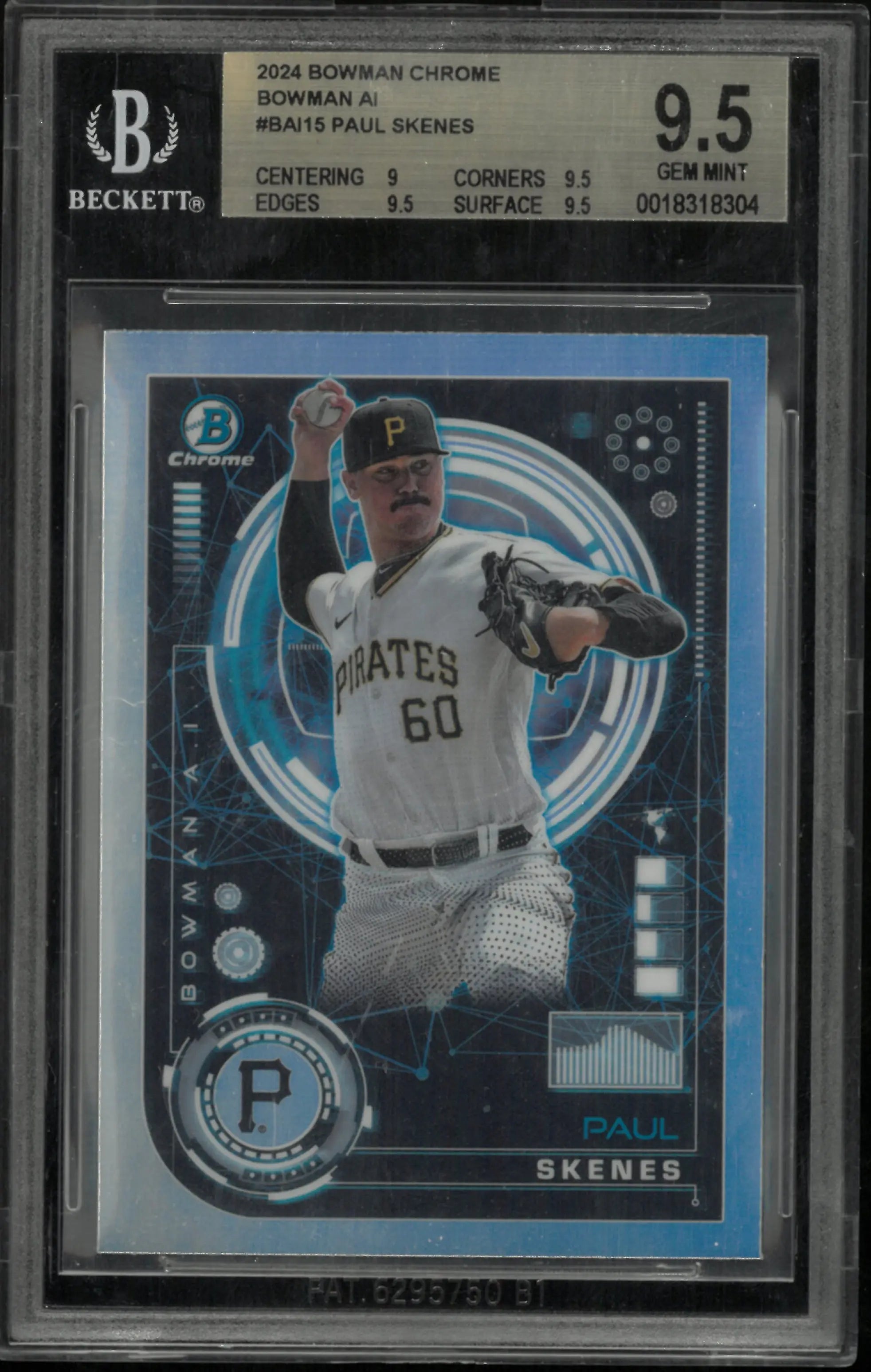 Paul Skenes BGS 9.5 RC Rookie 2024 Bowman Chrome AI Prospects Pirates 