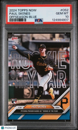 Paul Skenes RC Rookie /49 PSA 10 2024 Topps NOW Offseason BLUE ROY Pirates 