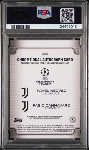 Pavel Nedved Fabio Cannavaro Auto /5 1/5 PSA 10 24-25 Topps Chrome Starball Red 