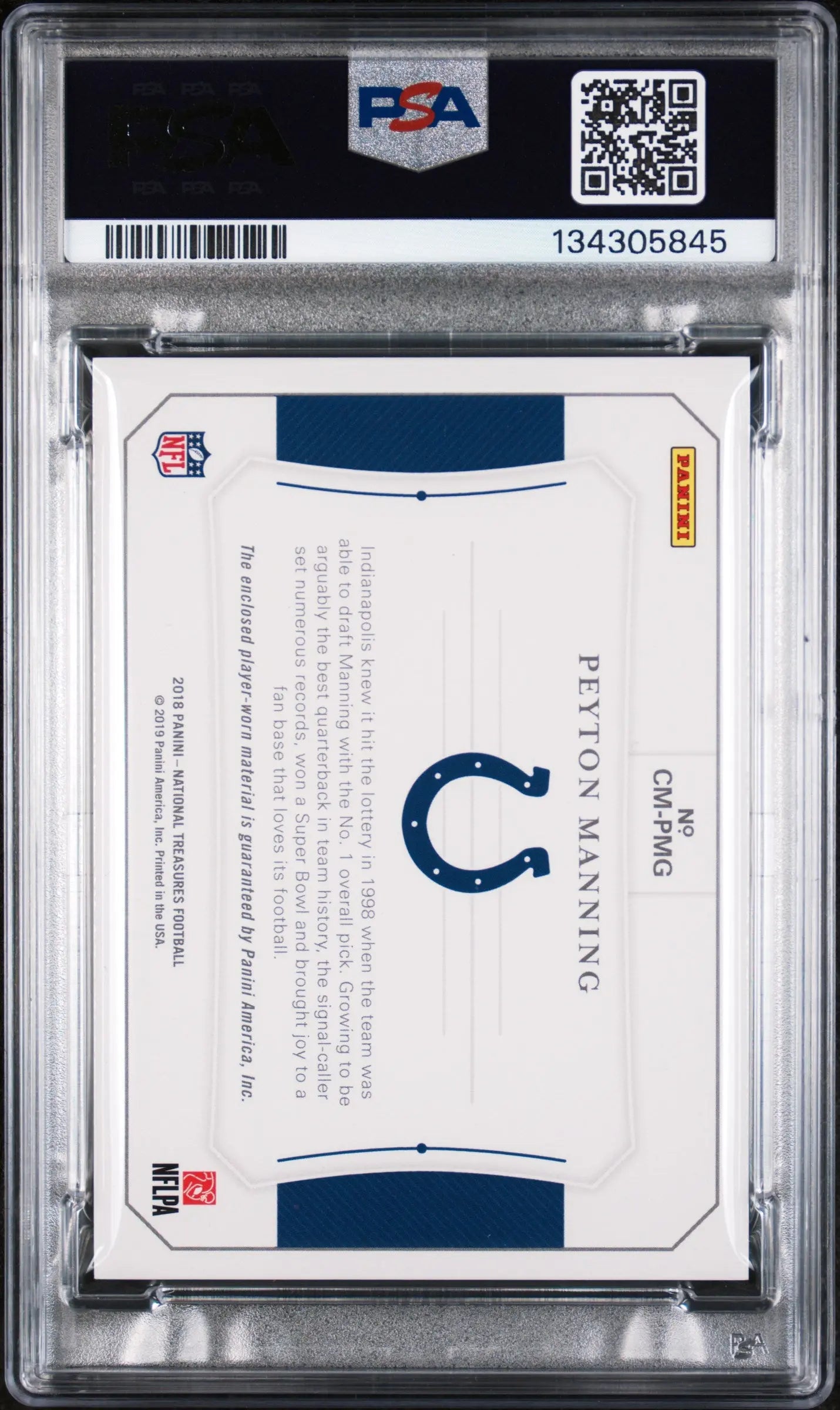 Peyton Manning Jersey /99 PSA 10 2018 National Treasures Colossal Materials 