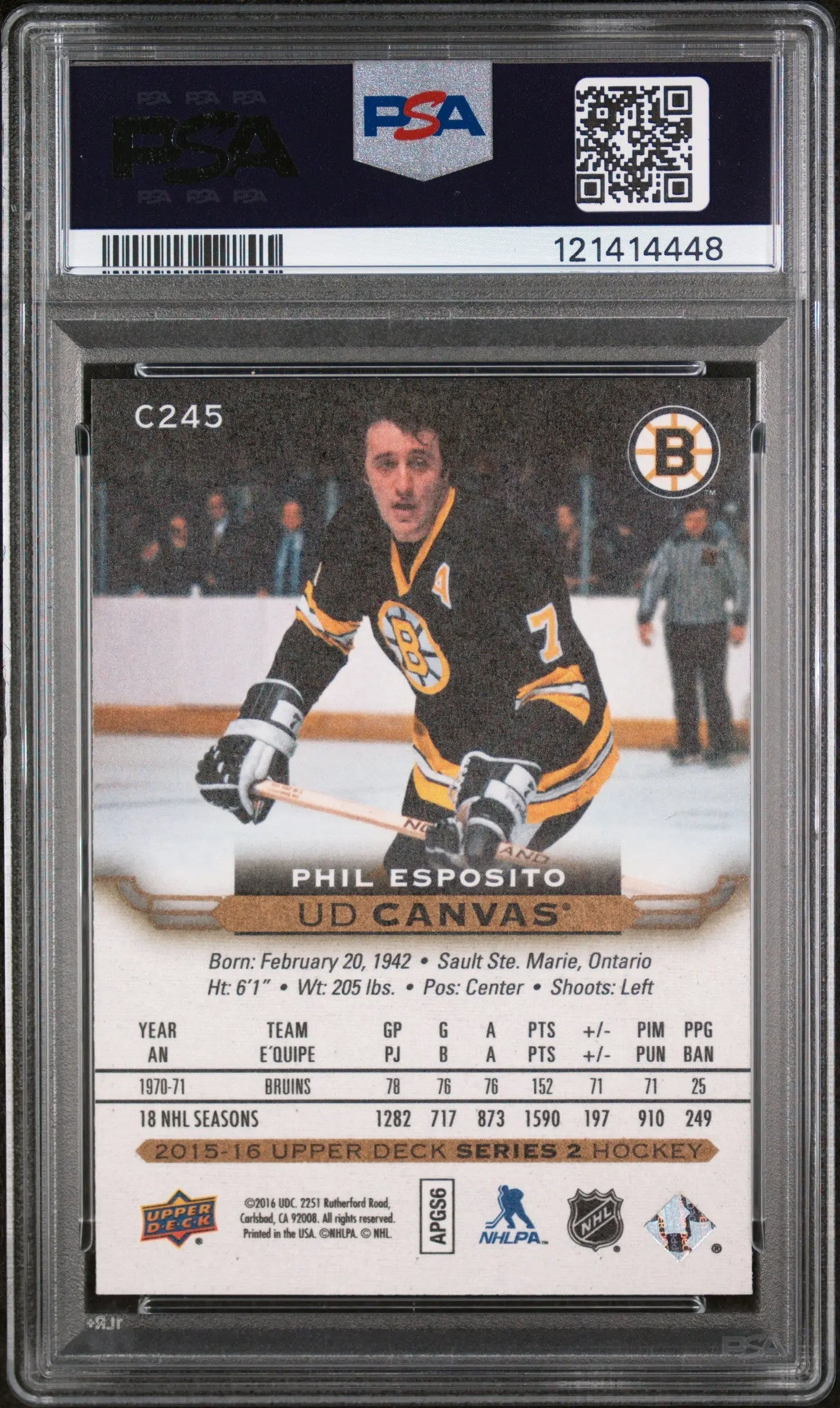 Phil Esposito Canvas Retired PSA 9 MINT 2015-16 15-16 UD Upper Deck BRUINS SP 