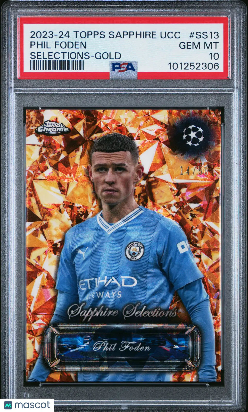 Phil Foden /50 GOLD PSA 10 Selections 2023-24 Topps Sapphire UCC 