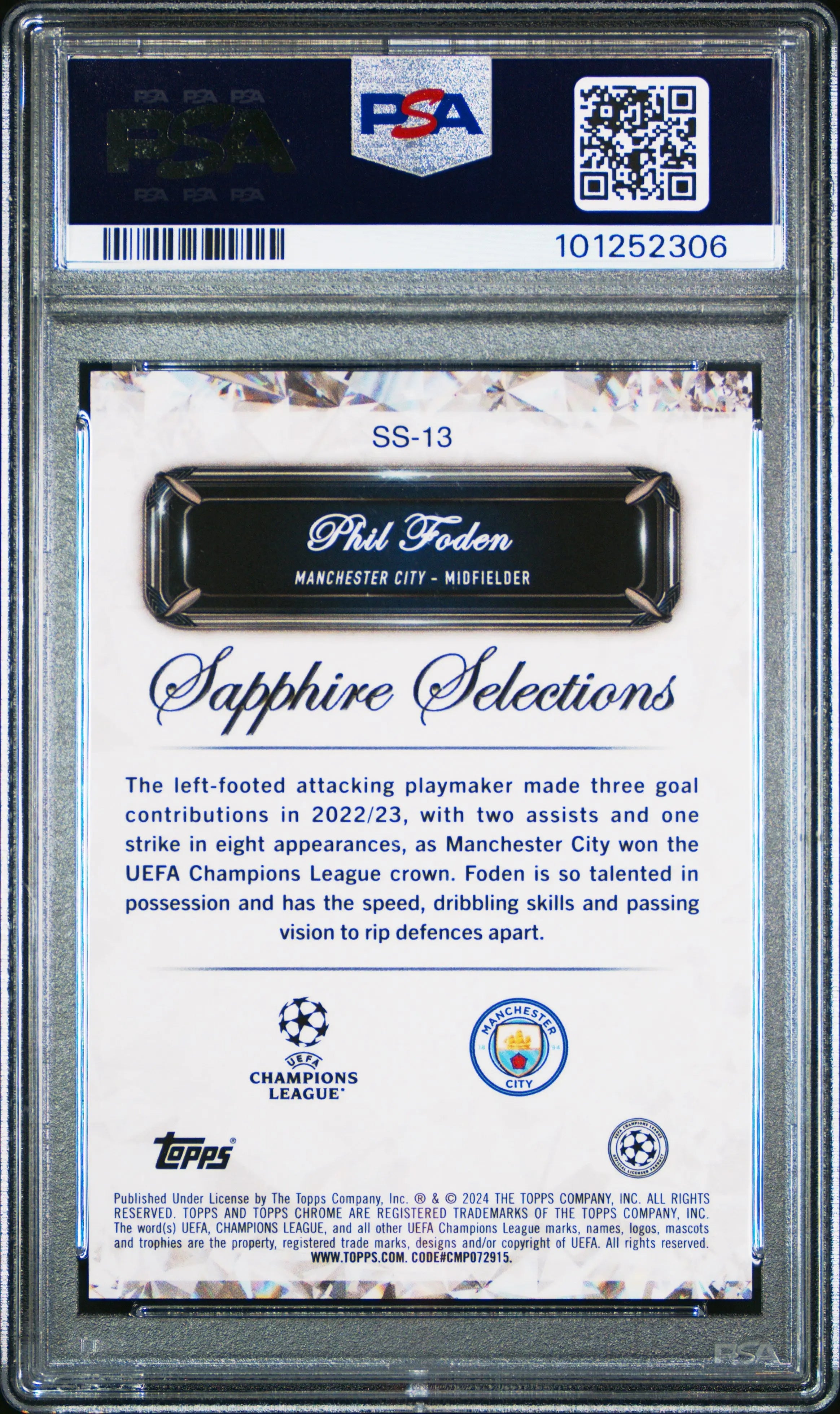 Phil Foden /50 GOLD PSA 10 Selections 2023-24 Topps Sapphire UCC 