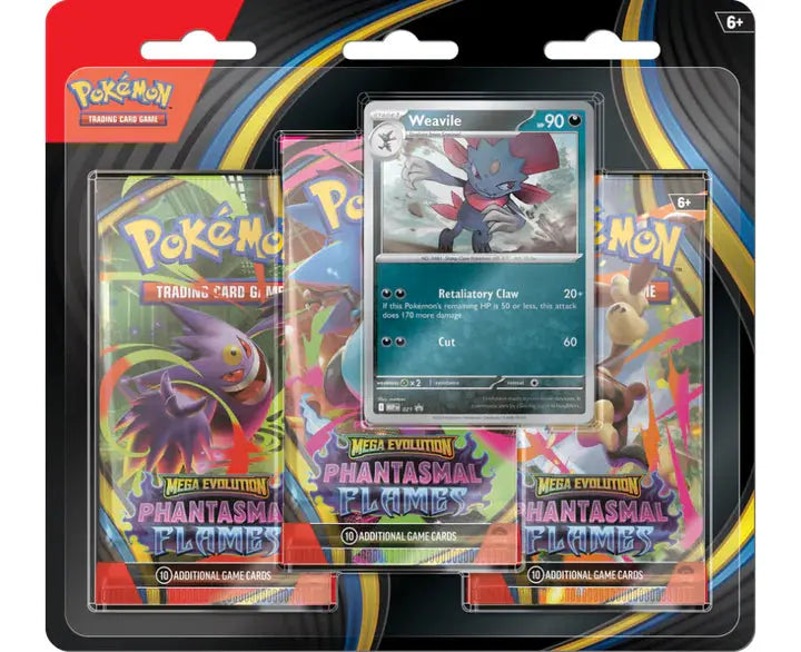 Pokemon Mega Evolution Phantasmal Flames 3 Pack Blister Weavile 