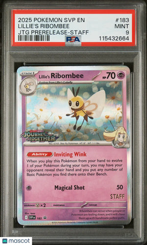 Pokemon SV Black Star Promo Lillie's Ribombee #183 JTG Prerelease-Staff PSA 9 