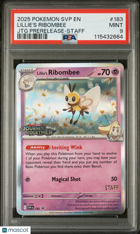 PSA 9 Lillie's Ribombee - Pokemon SV Black Star #183 Promo Card