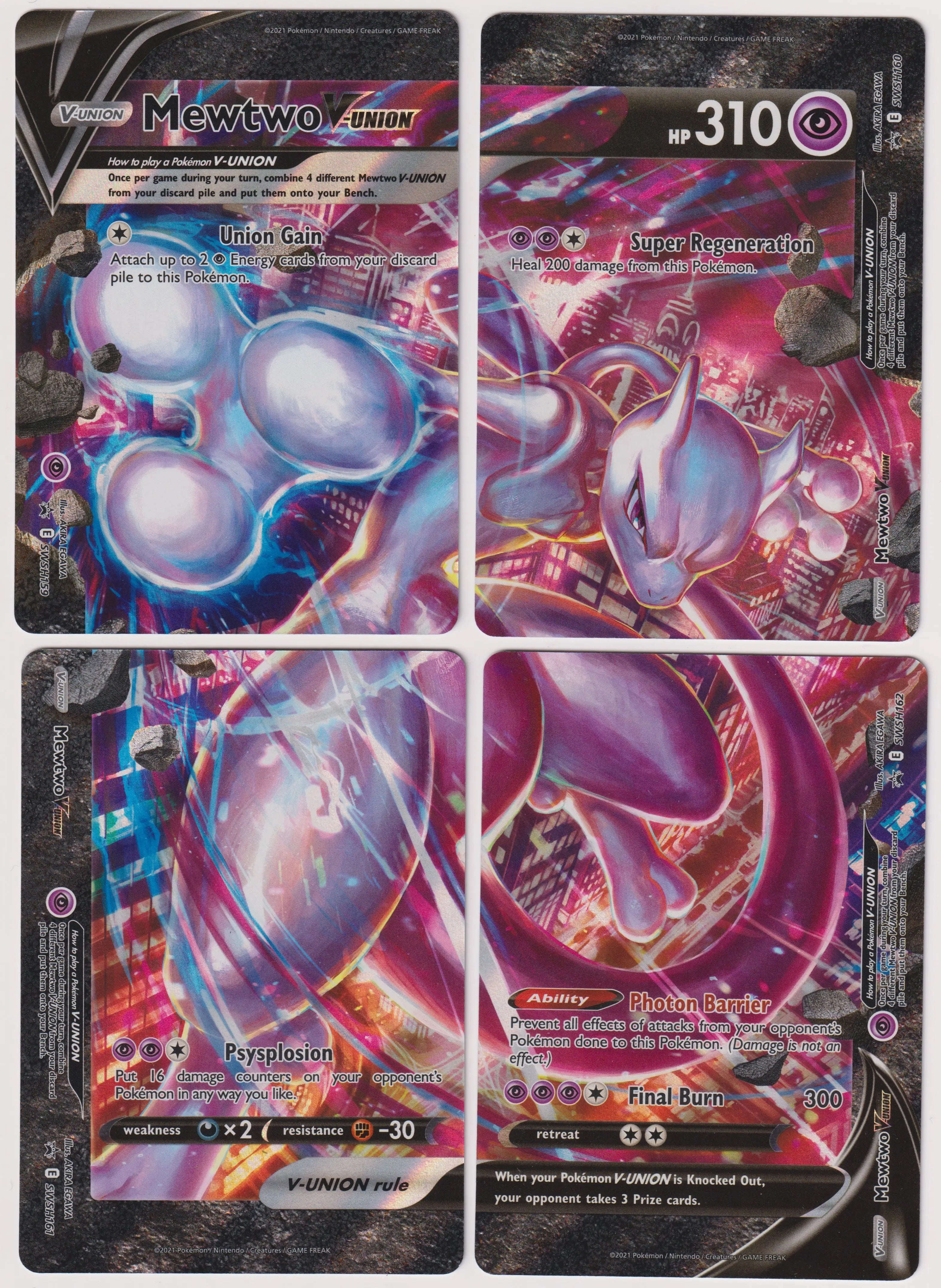 Pokemon SWSH Promo Mewtwo V Union Complete Set of 4 (SWSH159-162) 