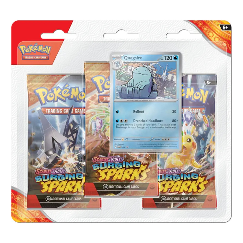 Pokemon Scarlet and Violet Surging Sparks 3 Pack Blister Quagsire 