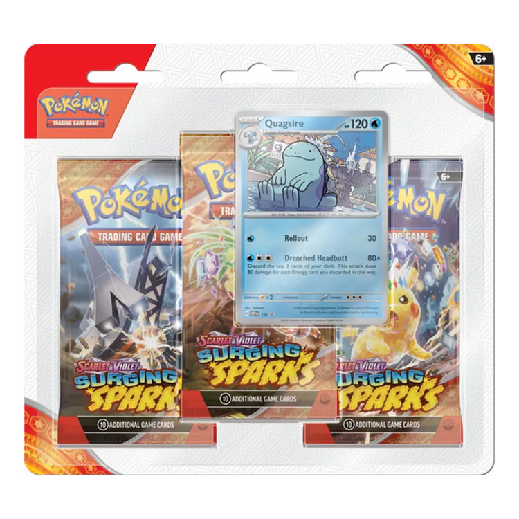 Pokemon Scarlet and Violet Surging Sparks 3 Pack Blister Quagsire 
