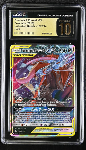 Pokemon Unbroken Bonds Greninja Zoroark GX Holo Pristine CGC 10 107/214 Tag Team 