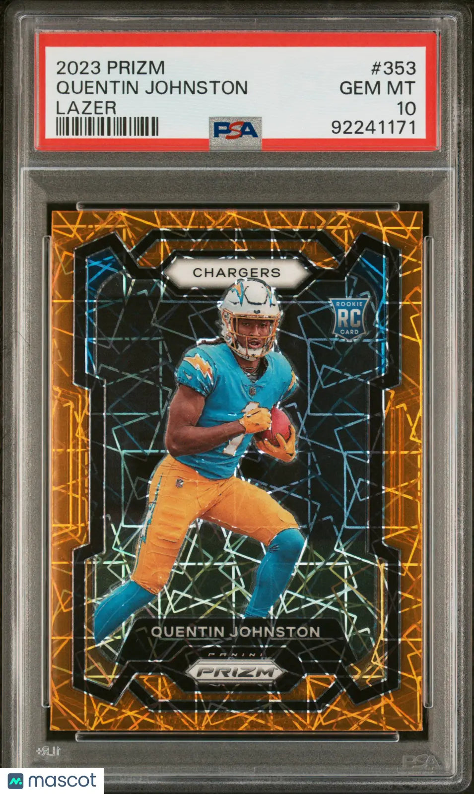 Quentin Johnston #353 Lazer PSA 10 RC Rookie 2023 Panini Prizm Chargers 