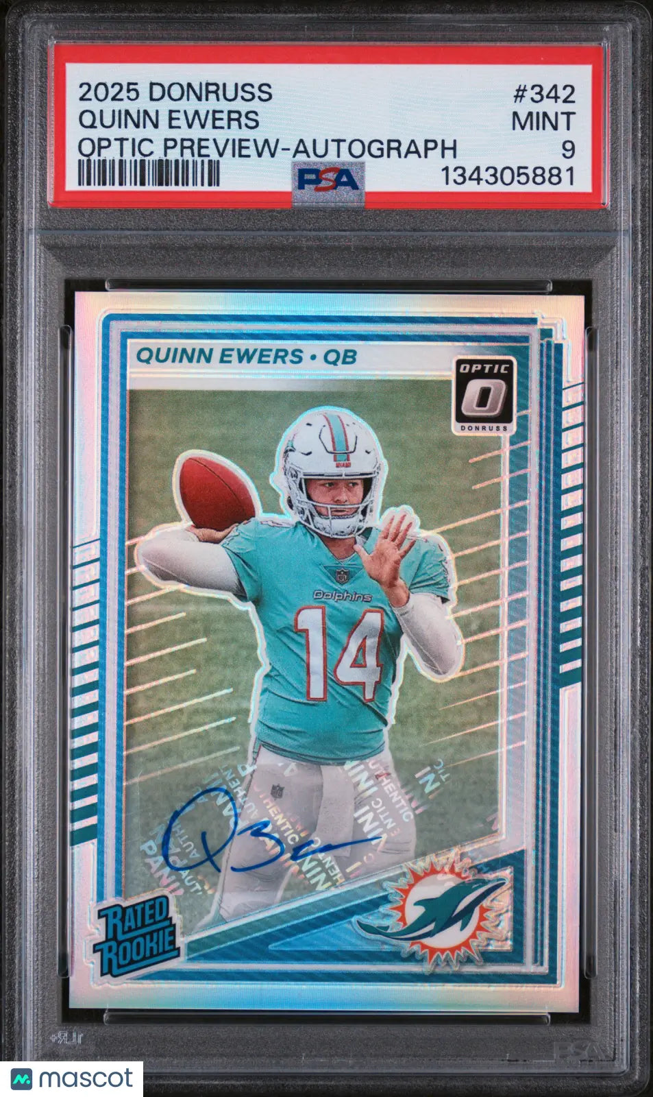 Quinn Ewers Rated Rookie Optic Preview Autograph PSA 9 2025 Donruss  Rookie 