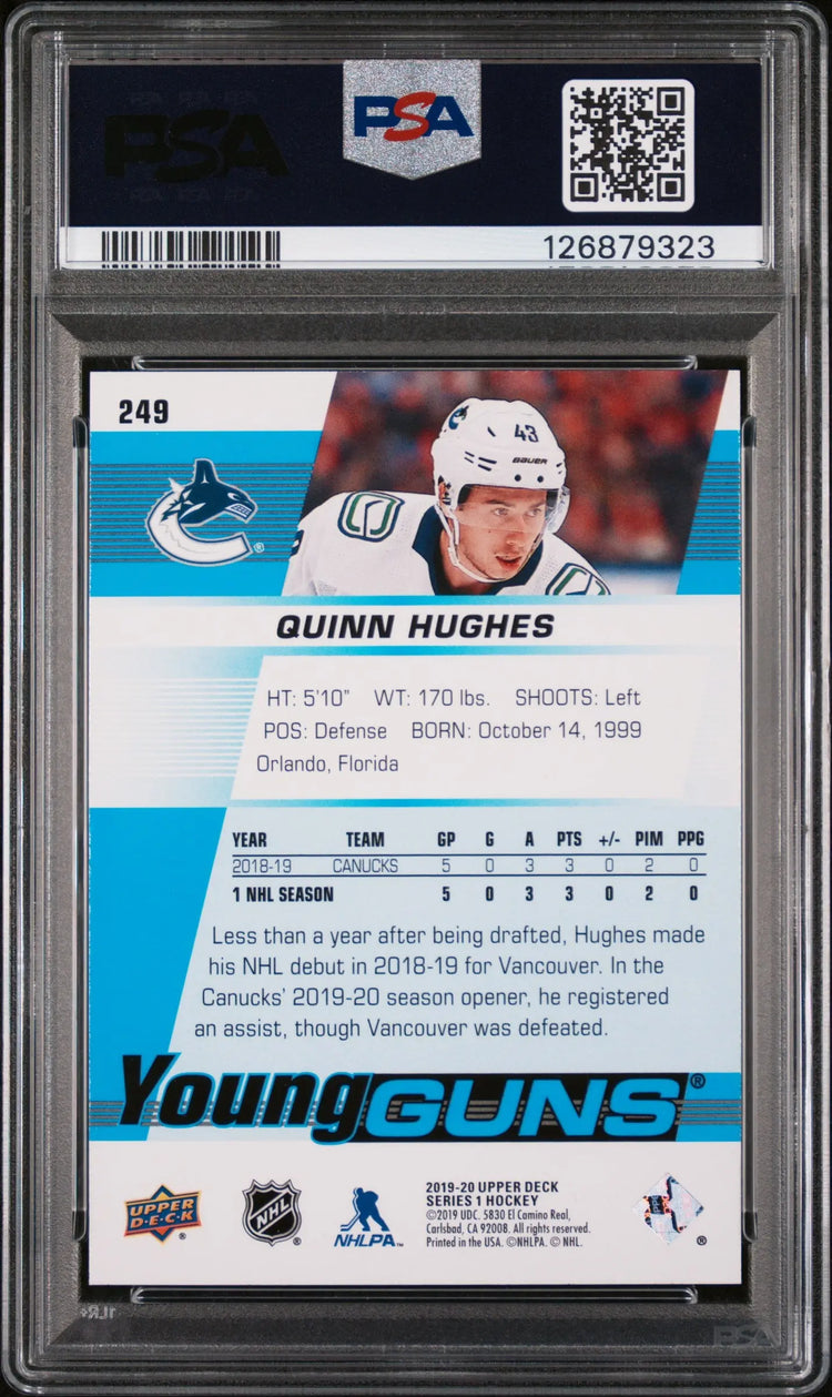 Quinn Hughes Young Guns PSA 10 RC Rookie UD Upper Deck 2019-20 19-20 
