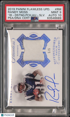 Randy Moss /5 5/5 Flawless Patch Auto 2019 Update Distinguished Patriots 