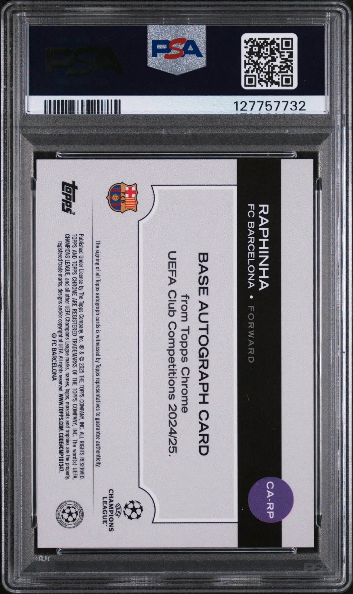 Raphina Auto PSA 9 /99 Green 2024-25 Topps Chrome UCC Refractor 