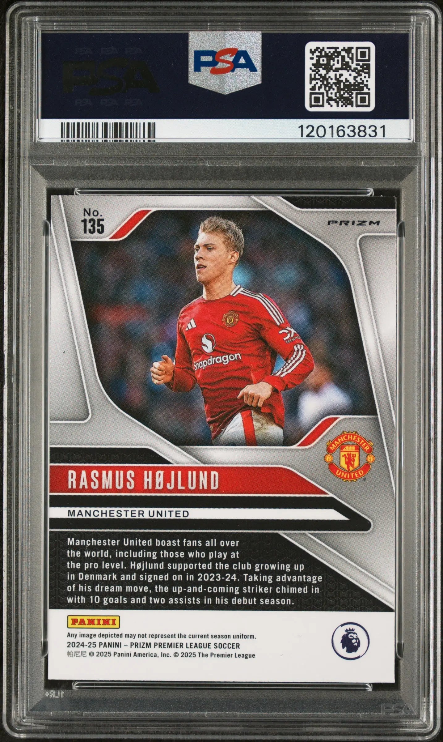 Rasmus Hojlund GENESIS SSP PSA 8 2024-24 Prizm Premier League 