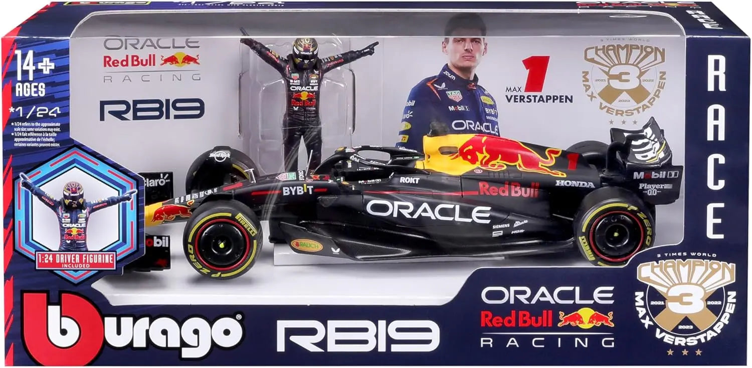 Red Bull RB19 (2023) Verstappen 1:24 Scale Radio Controlled Vehicle, RC 2.4 GHz with Lithium Battery and Semi-Proportional Steering 