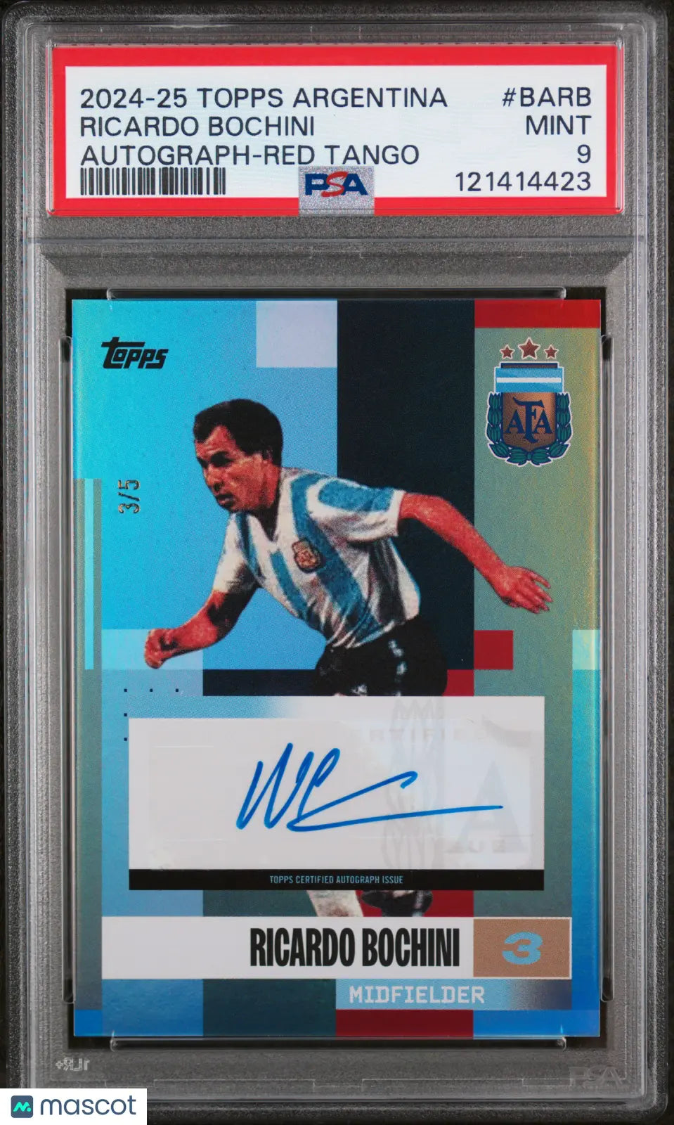 Ricardo Bochini Auto /5 PSA 9 Topps Argentina 2024-25 RED TANGO SP 3/5 