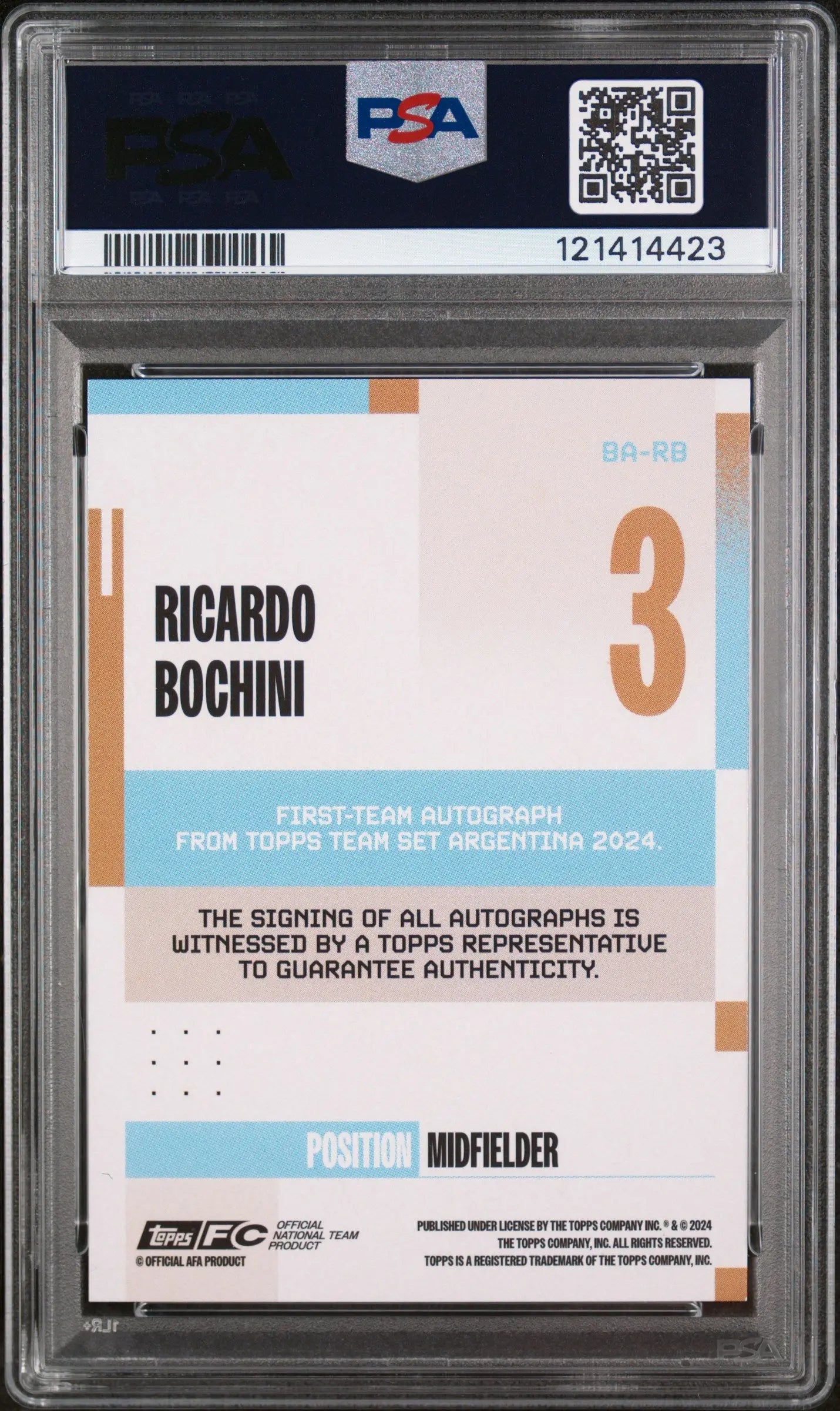 Ricardo Bochini Auto /5 PSA 9 Topps Argentina 2024-25 RED TANGO SP 3/5 