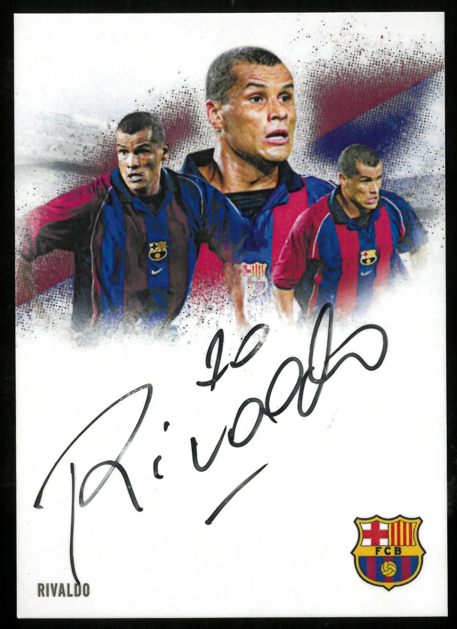 Rivaldo On Card Auto /5 Futera Barcelona FC Autograph 